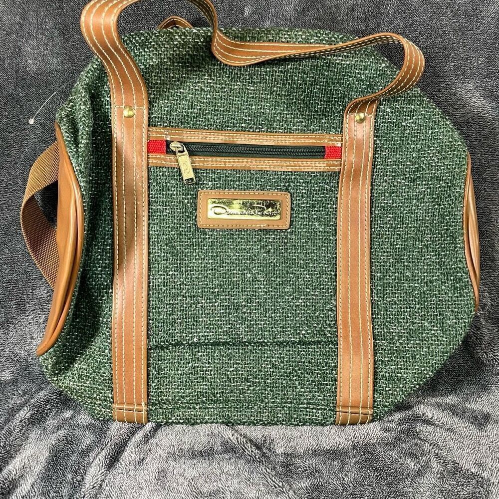 Oscar de La Renta small duffle green tweed